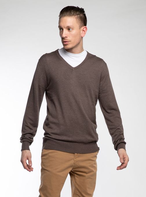Sweater-Escote-V-Finito-Marron