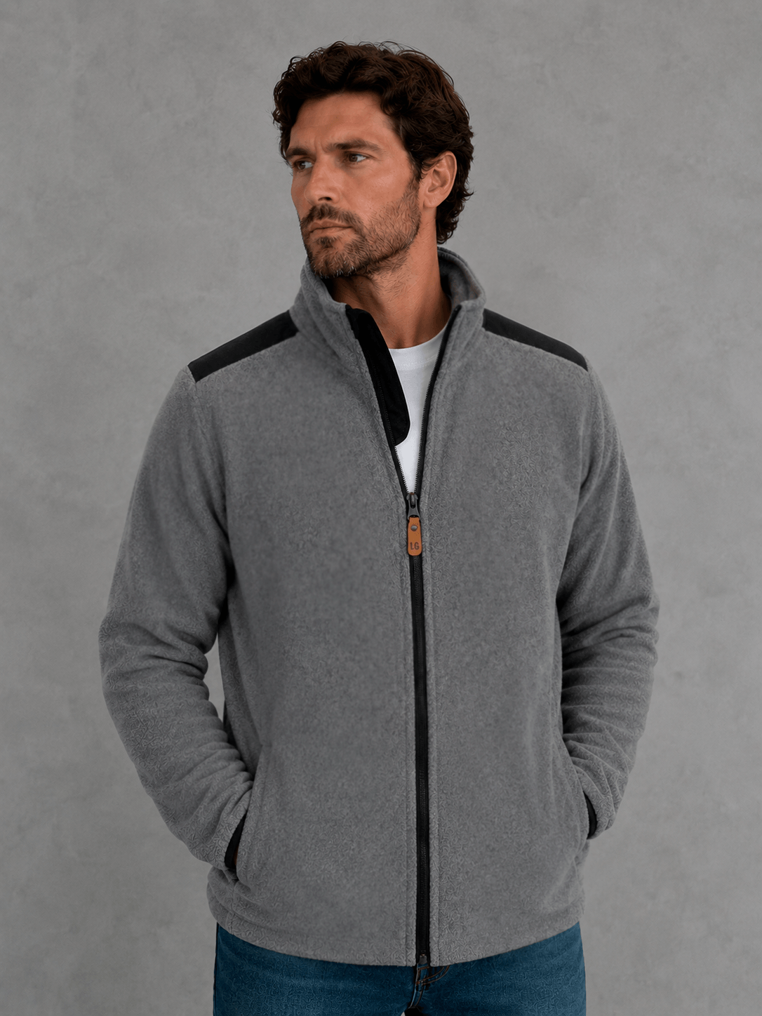 Campera Polar Clasica Gris Hombre