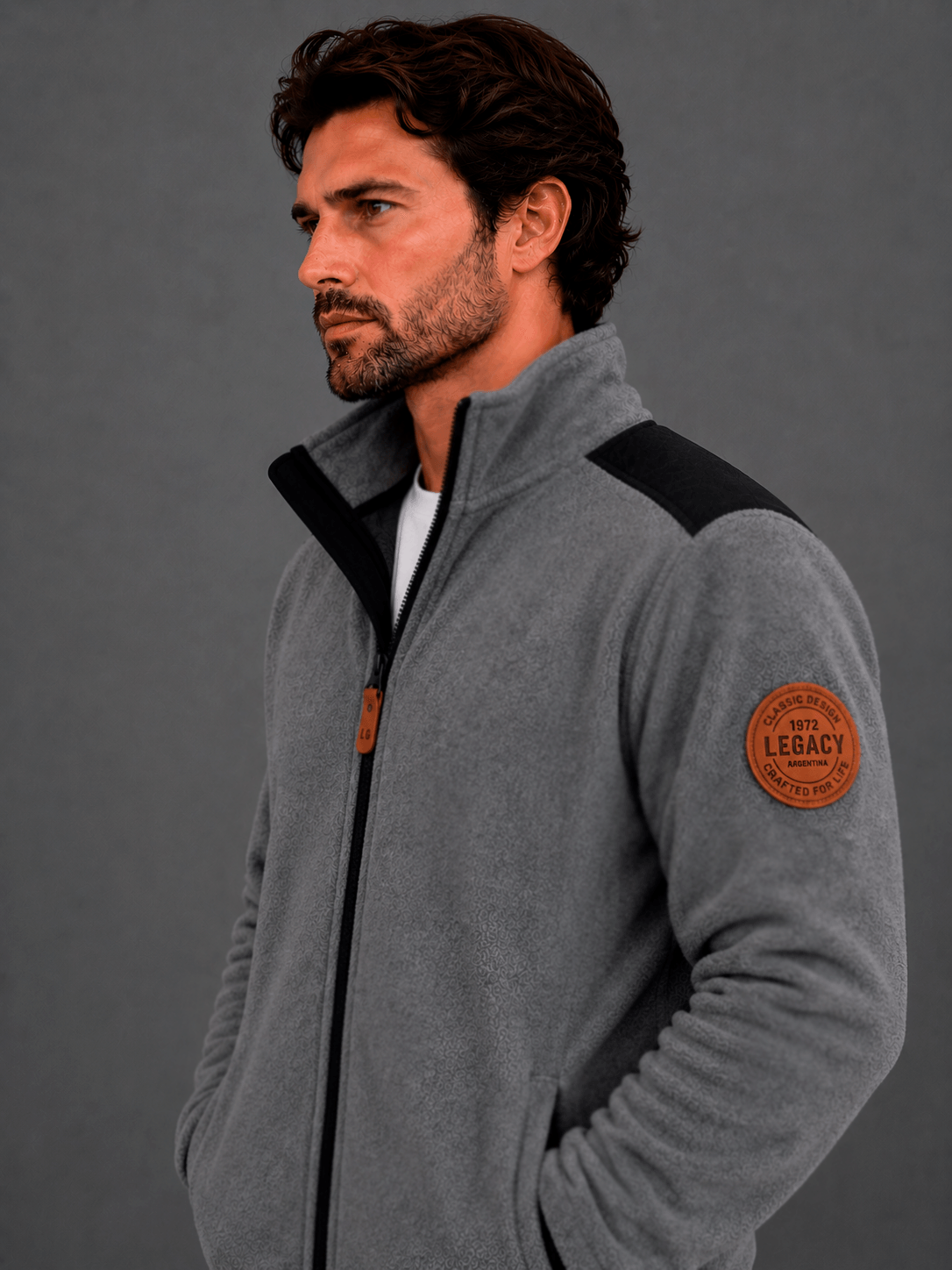 Campera Polar Clasica Gris Hombre — imagen 2