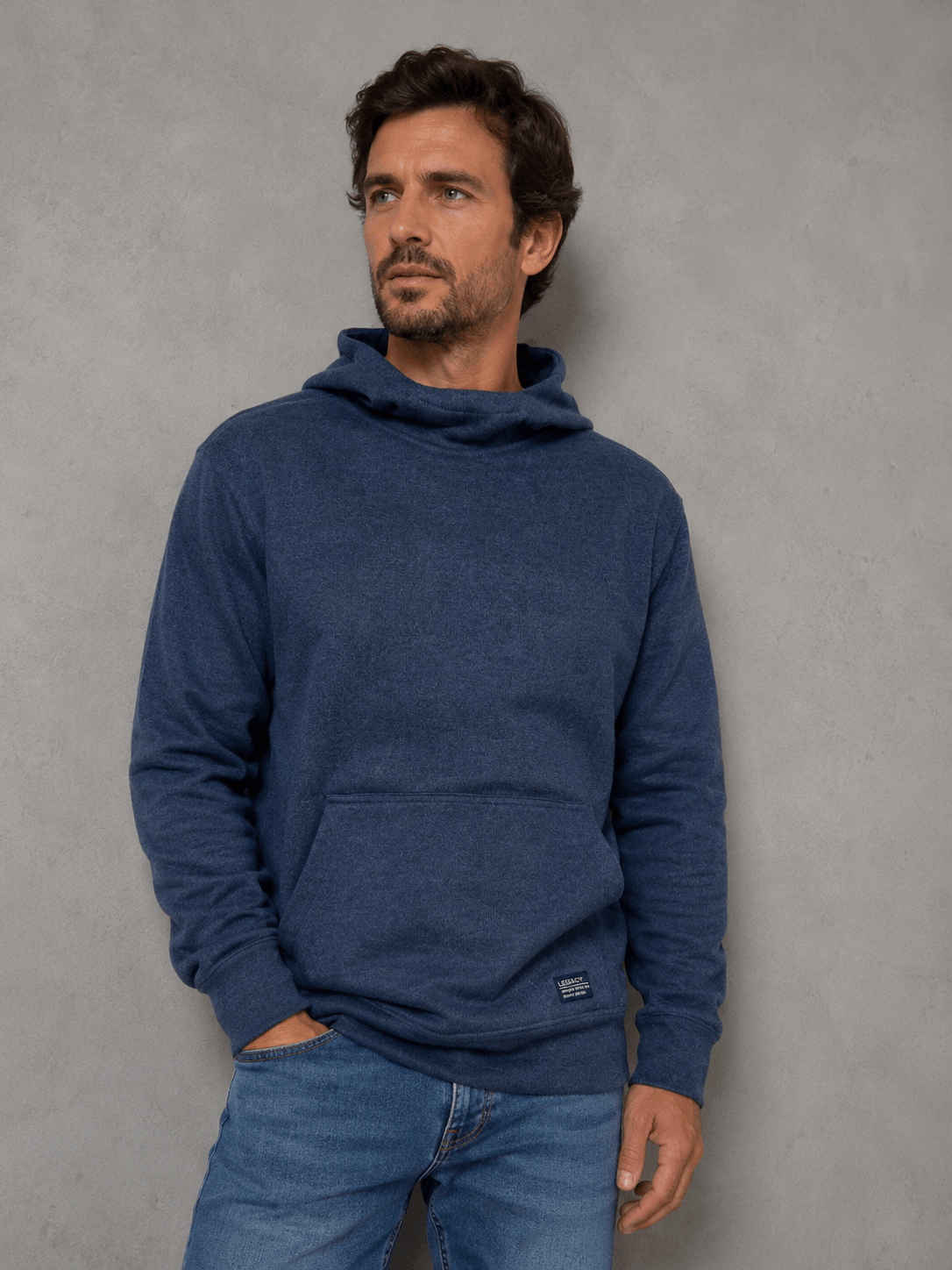 Buzo Canguro Surco Azul Hombre