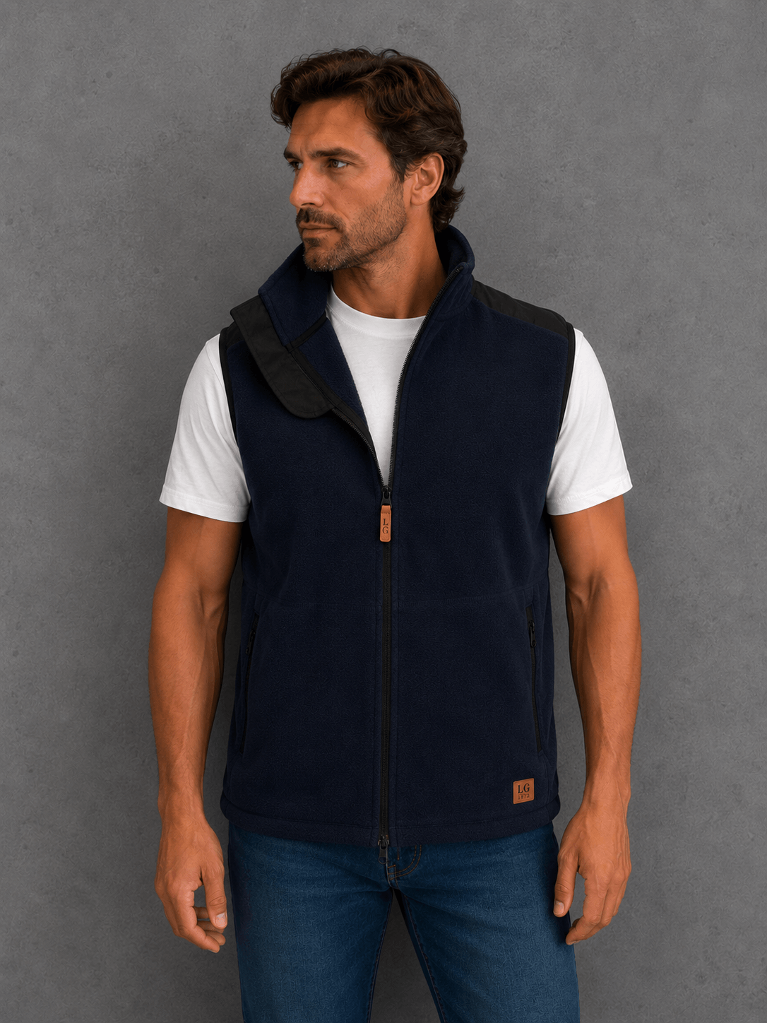 Chaleco Polar Azul Hombre