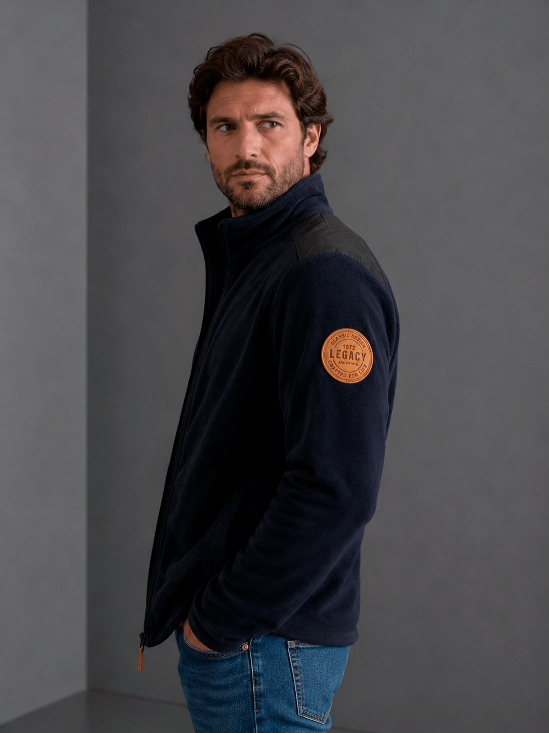 Campera Polar Clasica Azul Hombre — imagen 2