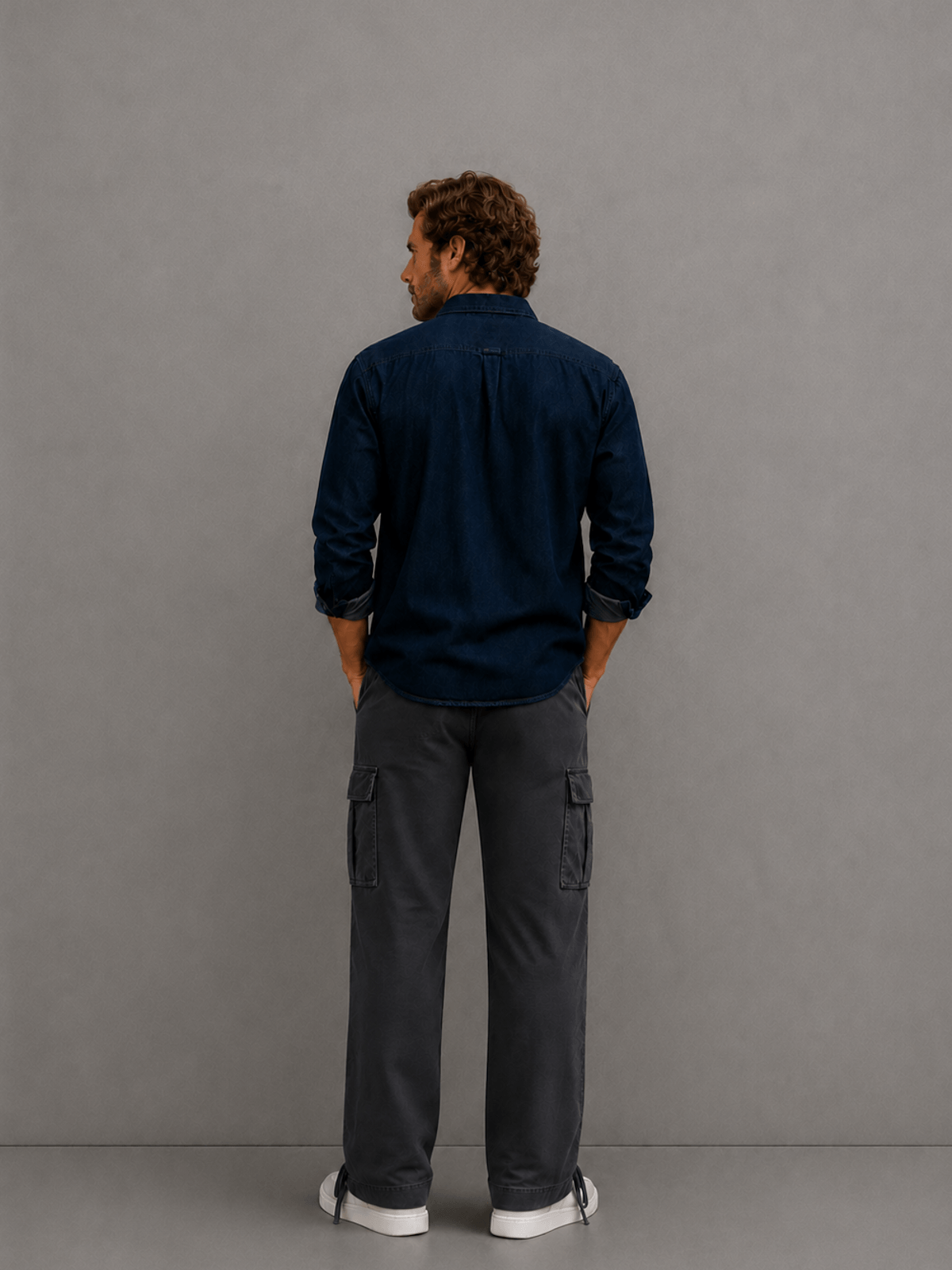 Pantalon Cargo Gabardina Gris