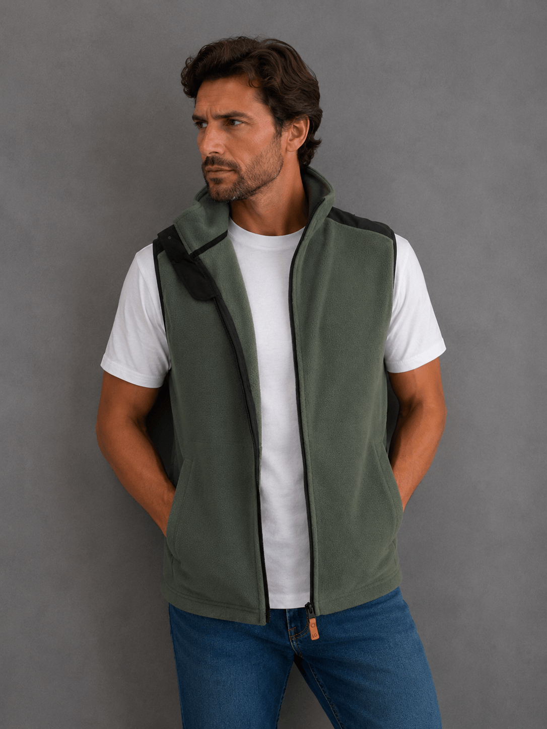 Chaleco Polar Verde Hombre