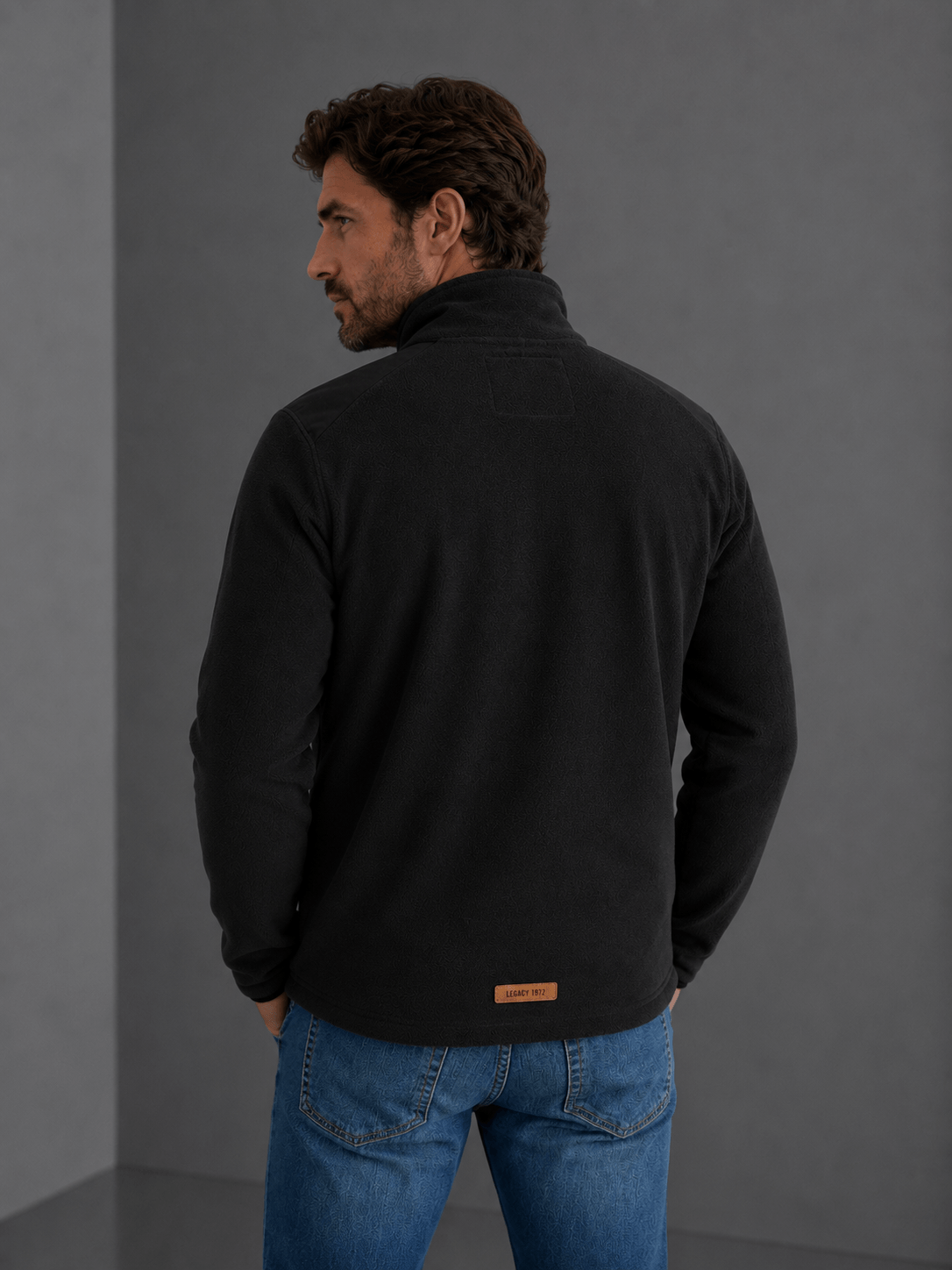 Campera Polar Clasica Negro Hombre — imagen 3