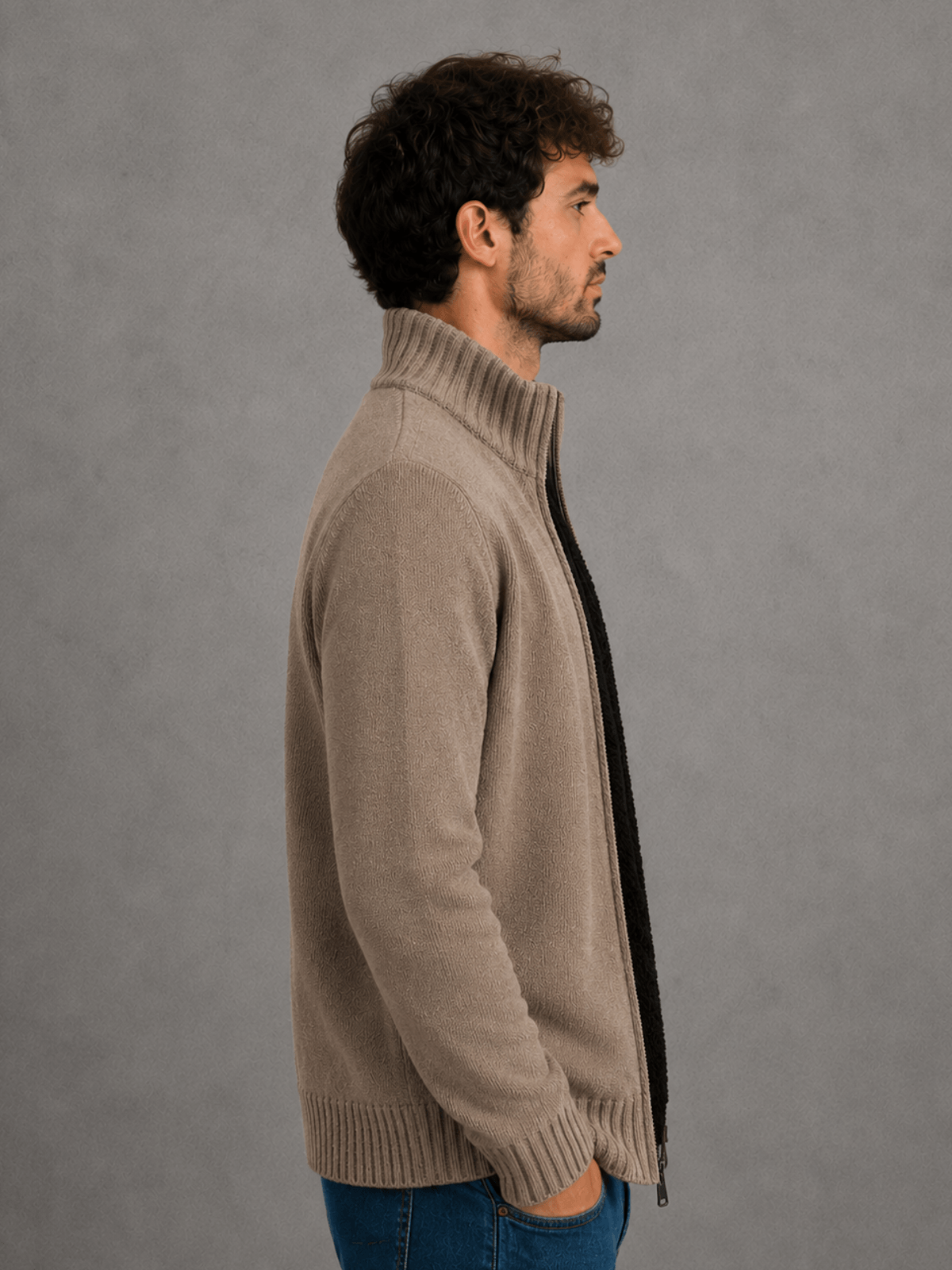 Campera Tejida con Corderito Marron Hombre — imagen 2
