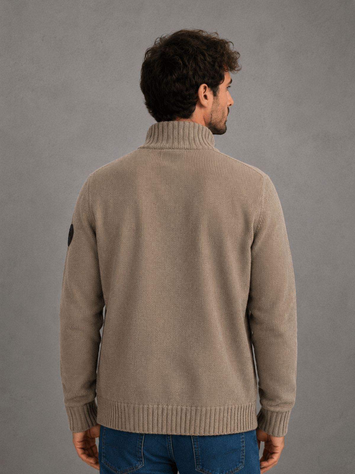 Campera Tejida con Corderito Marron Hombre — imagen 3