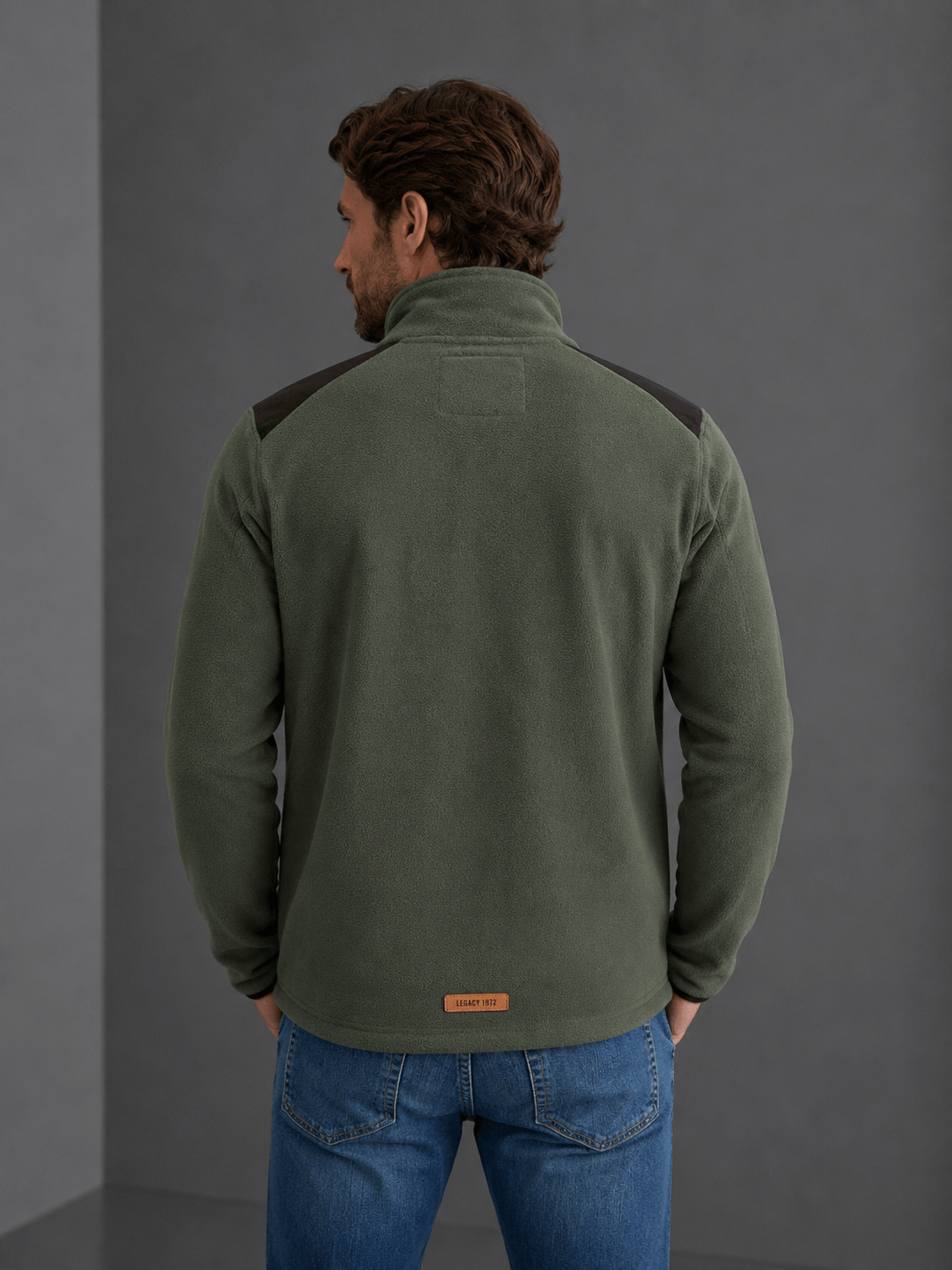Campera Polar Clasica Verde Hombre — imagen 3