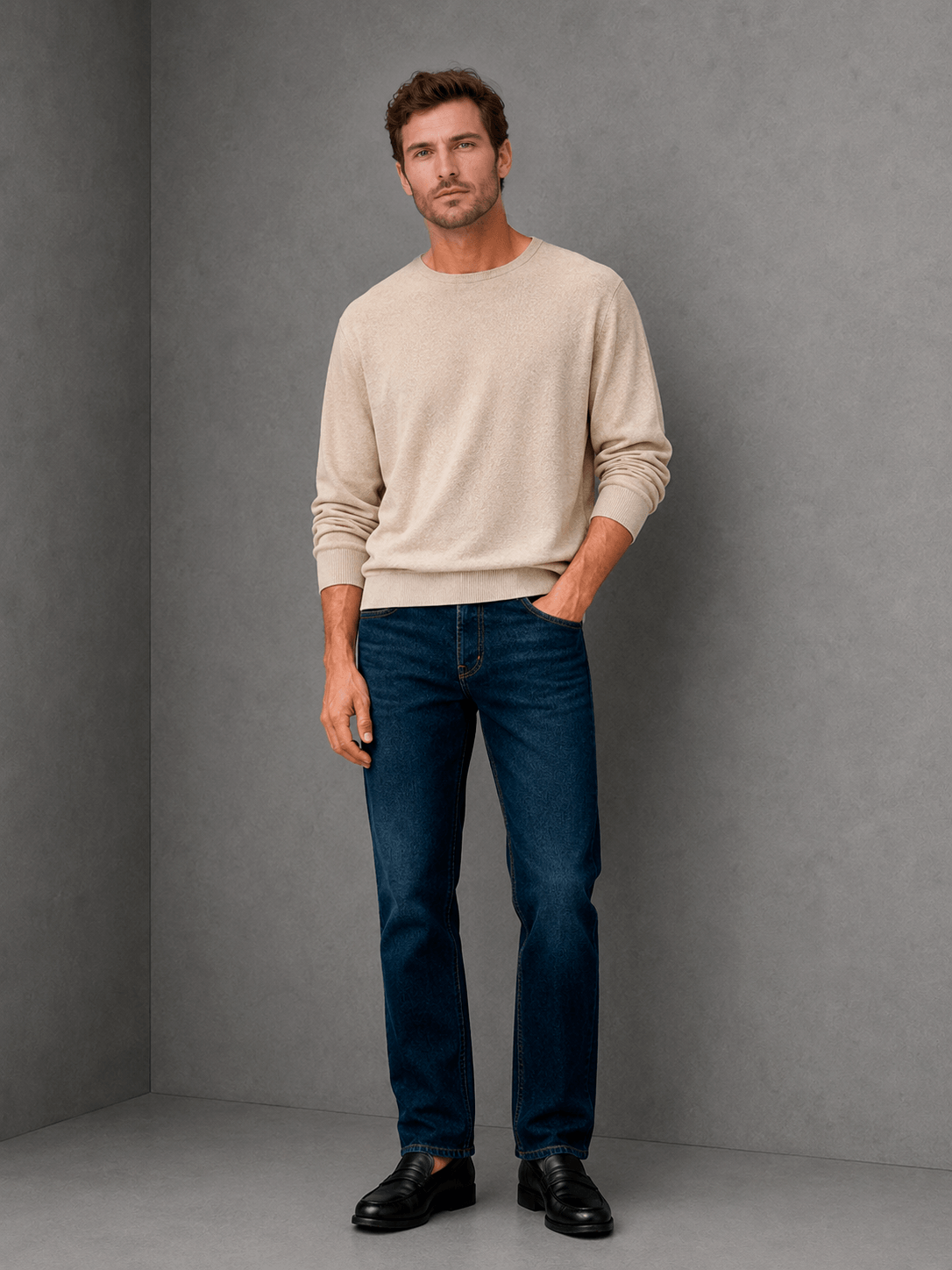 Denim Mid Wash Classic Fit Azul Hombre