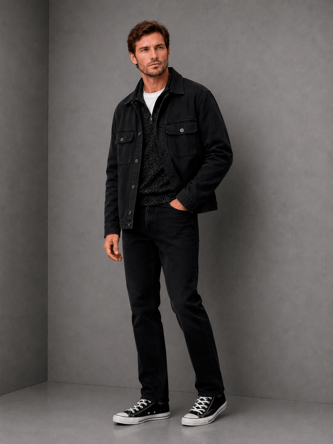 Pantalon Denim Classic Fit Negro Hombre