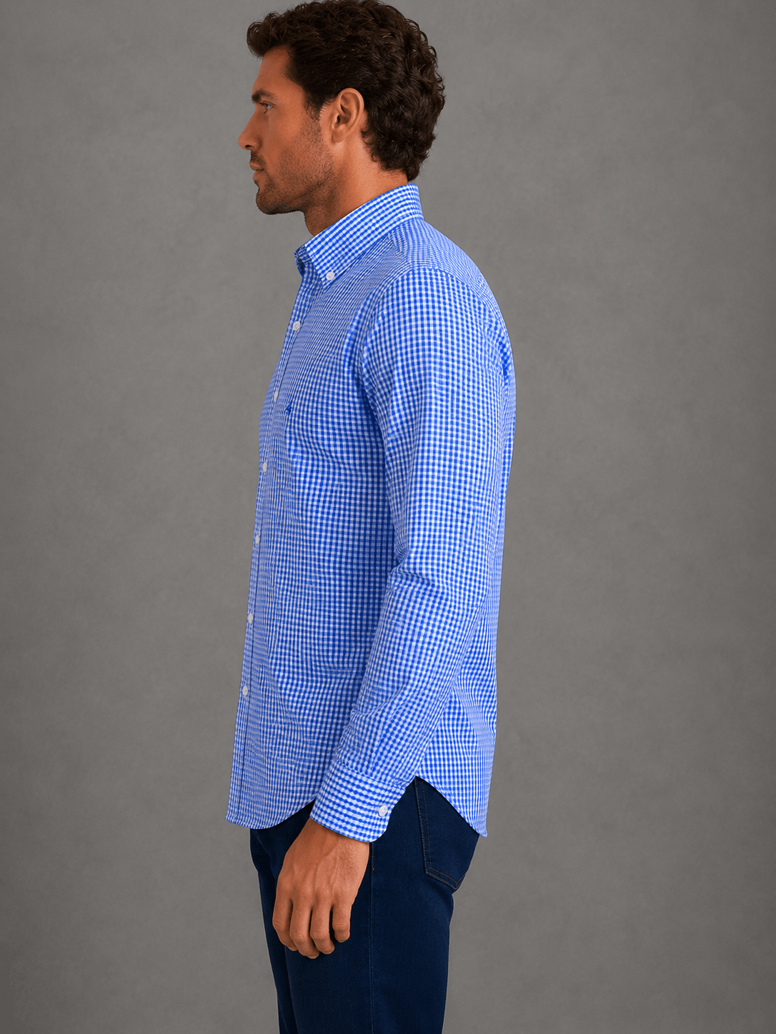 Camisa Jack Cuadros Regular Fit Blanco C/Azul Ging Hombre — imagen 2