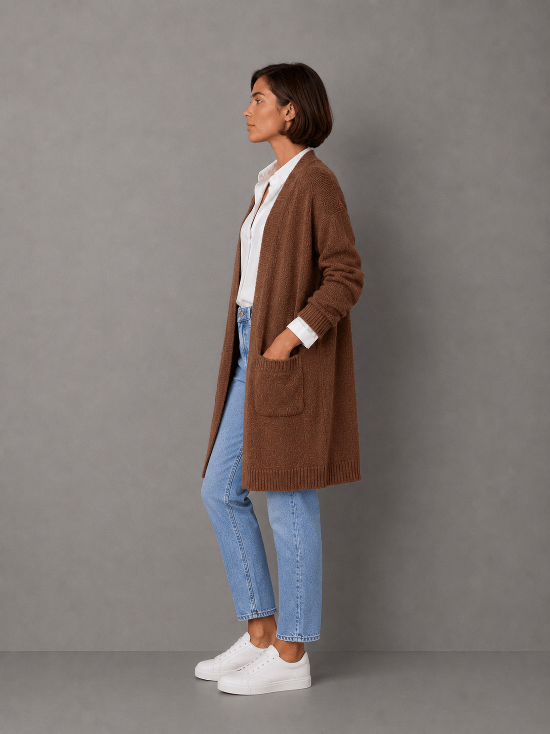 Tapado Largo Cora Marron Mujer — imagen 2