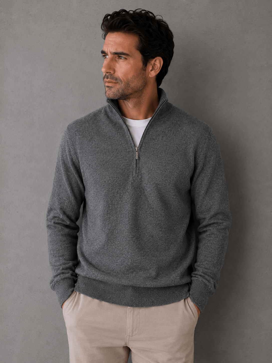 Sweater Medio Cierre Blend Gris