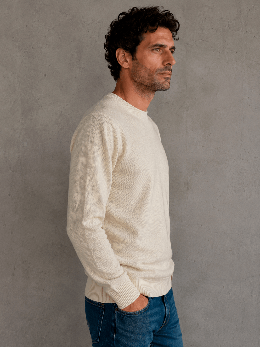Sweater Pique Cuello Redondo Tiza — imagen 2